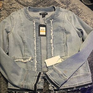 Nautica Jeans Women’s Frayed Denim Jacket – Size S – NWT